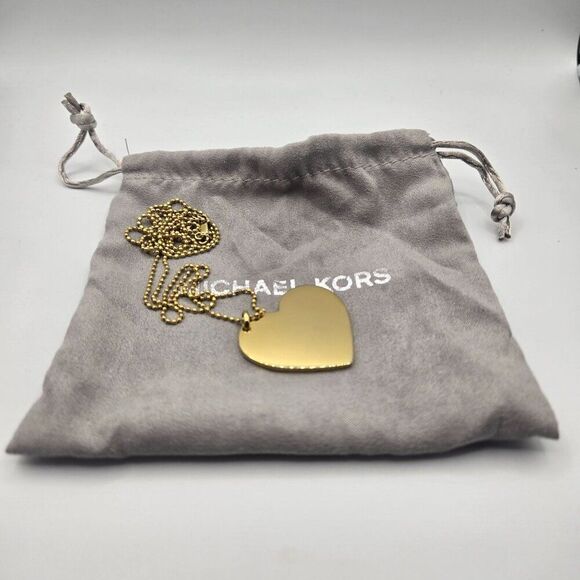 Michael Kors Gold-Tone Heart Pendant Necklace 30" Drawstring Dust Bag - Picture 4 of 5